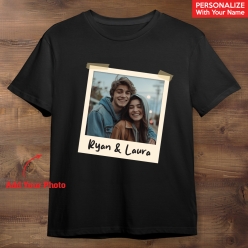 Anniversary Polaroid Personalized Name & Photo Black T-